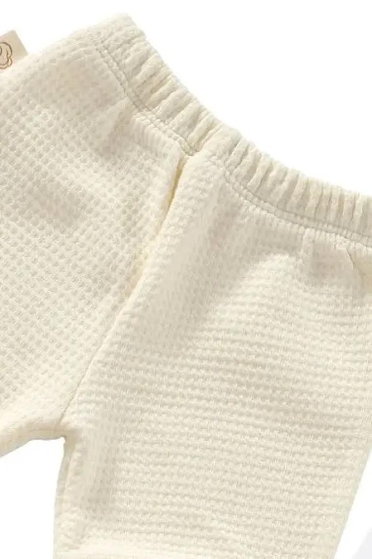 Tiny Lamb Honey Comb Organik Pamuk Jakar Penye Yenidoğan Mini Hastane Çıkış Seti-Beyaz