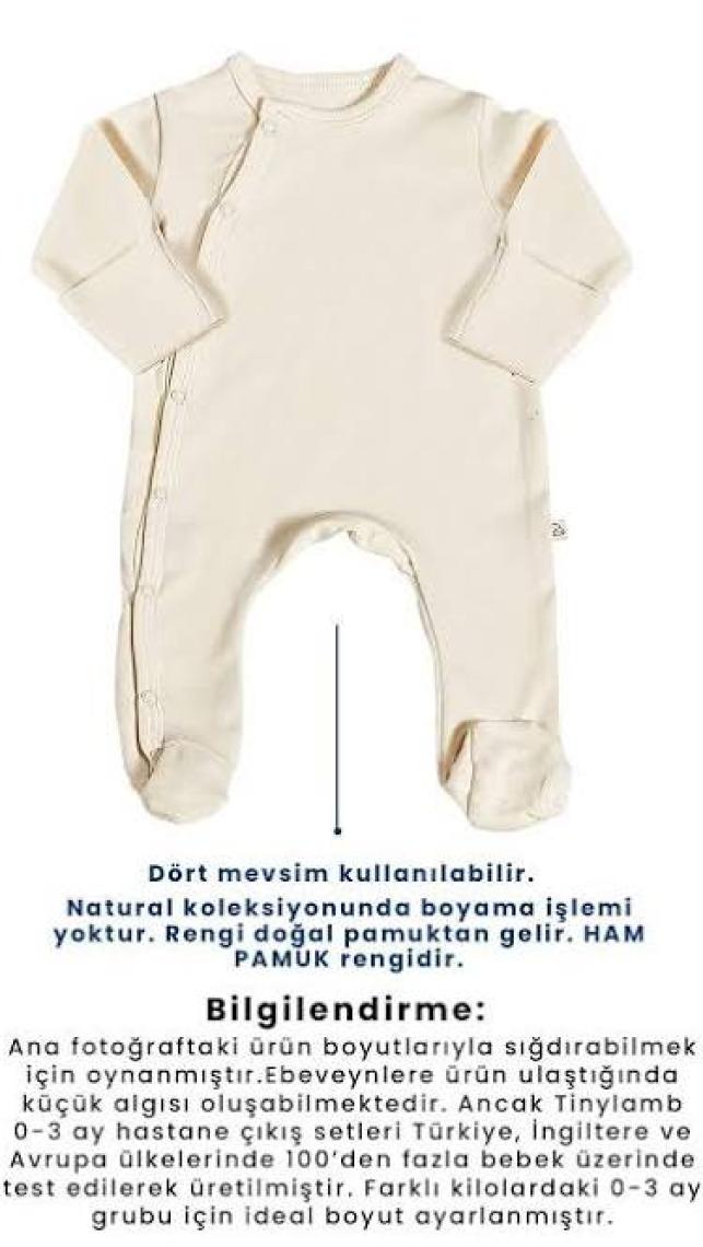 Tiny Lamb Natural Organik Yenidoğan Hastane Çıkış Seti 12 Parça - Bebek Hastane Çıkışı - Organik Bebek Seti 12 Parça