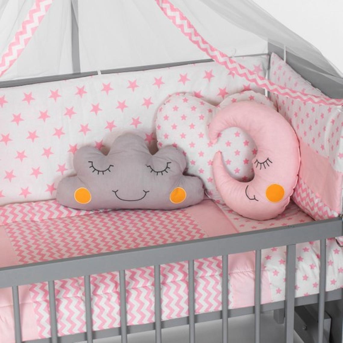 Bamgidoo Ahşap Lake Gri Renk Anne Yanı Beşik 3 Kademeli Sallanan Ahşap Beşik 60 x 120 cm - Pembe Yıldız Uyku Setli & Soft Yataklı