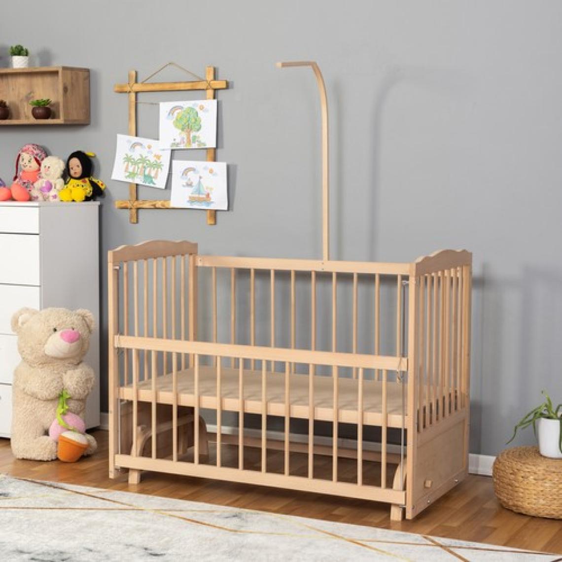 Bamgidoo Ahşap Beşik Anne Yanı Beşik Organik(Boyasız) 60X120-MAVI Yıldız Tek Yastık Uyku Seti + Yatak