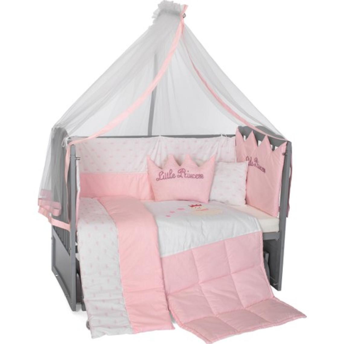 Bamgidoo Ahşap Lake Gri Renk Anne Yanı Beşik 3 Kademeli Sallanan Ahşap Beşik 60 x 120 cm - Pembe Prenses Uyku Setli & Soft Yataklı