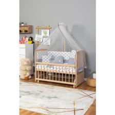 Ahşap Beşik Anne Yanı Beşik Organik (Boyasız) 60X120 - Gri Balina Uyku Seti Yatak