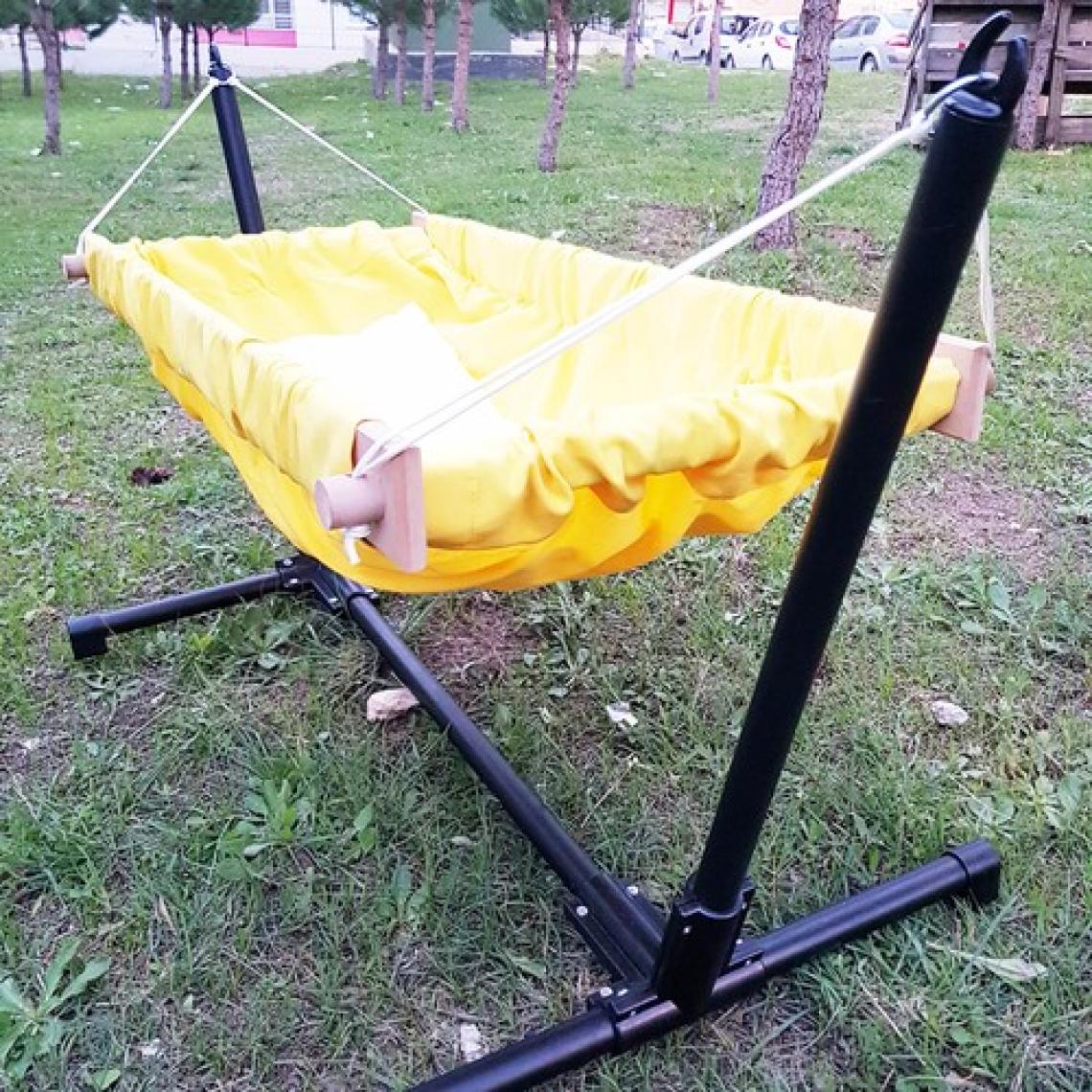 Svava Standlı Ahşap Bebek Hamak Beşik (Sarı)