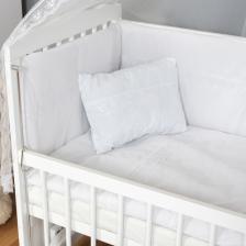 Bamgidoo Ahşap Lake Beyaz Renk Anne Yanı Beşik 3 Kademeli Sallanan Ahşap Beşik 60 x 120 cm - Beyaz Güpürlü Uyku Setli & Soft Yataklı