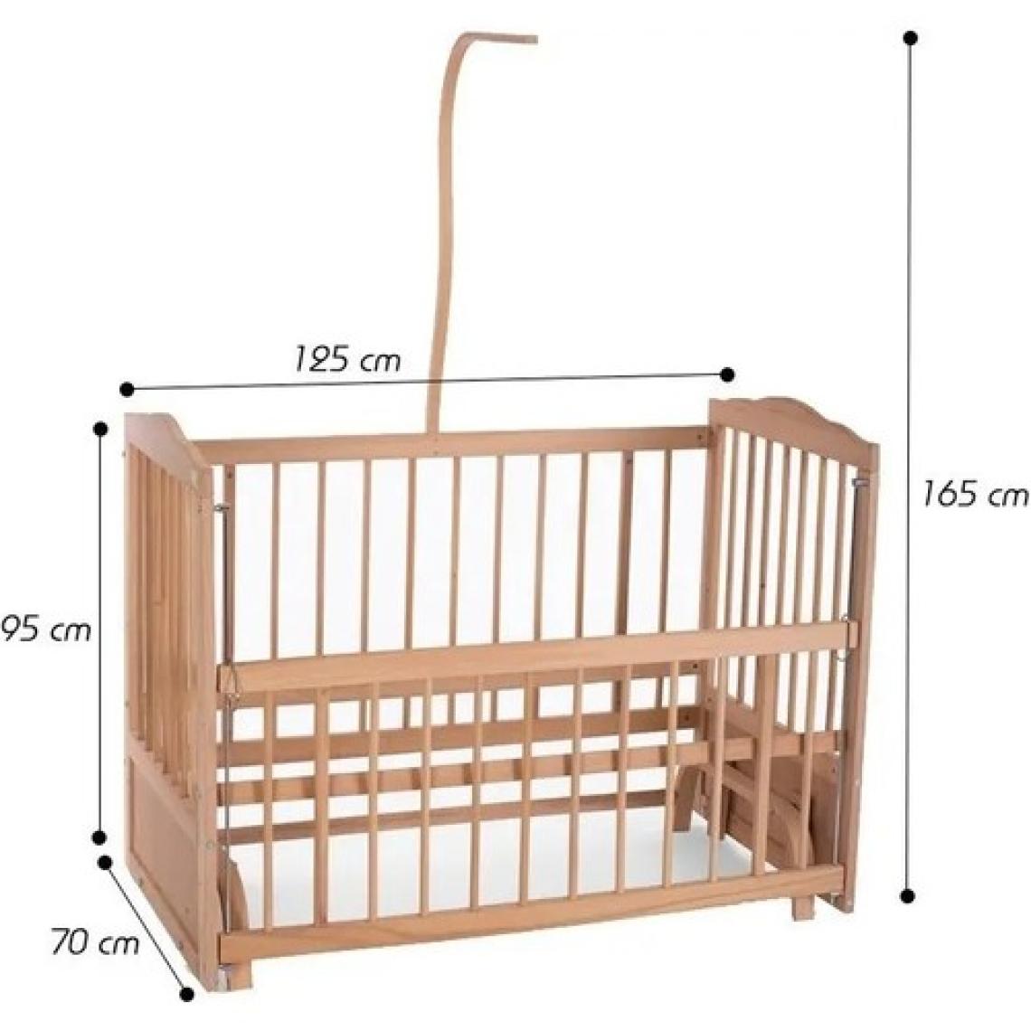 Ahşap Beşik Anne Yanı Beşik Organik (Boyasız) 60X120 - Pembe Balina Uyku Seti Yatak