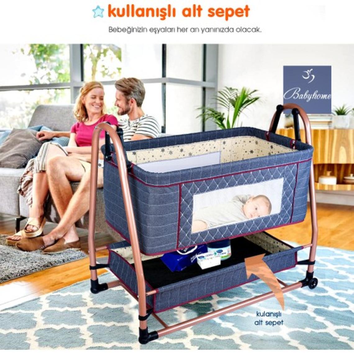 Baby Home 505 Maya Büyük Boy Sallanır Anne Yanı Bebek Sepeti Sepet Beşik