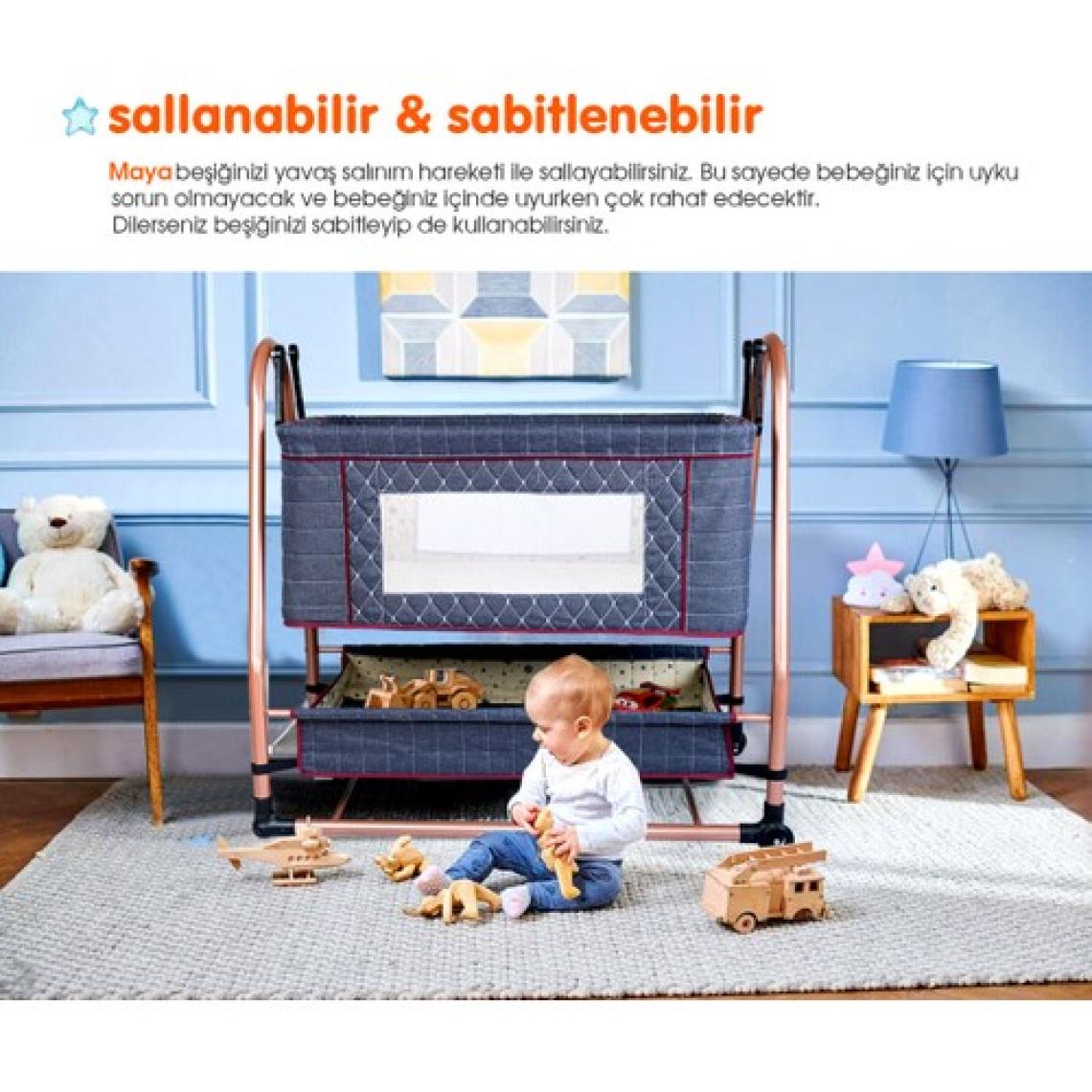 Baby Home 505 Maya Büyük Boy Sallanır Anne Yanı Bebek Sepeti Sepet Beşik