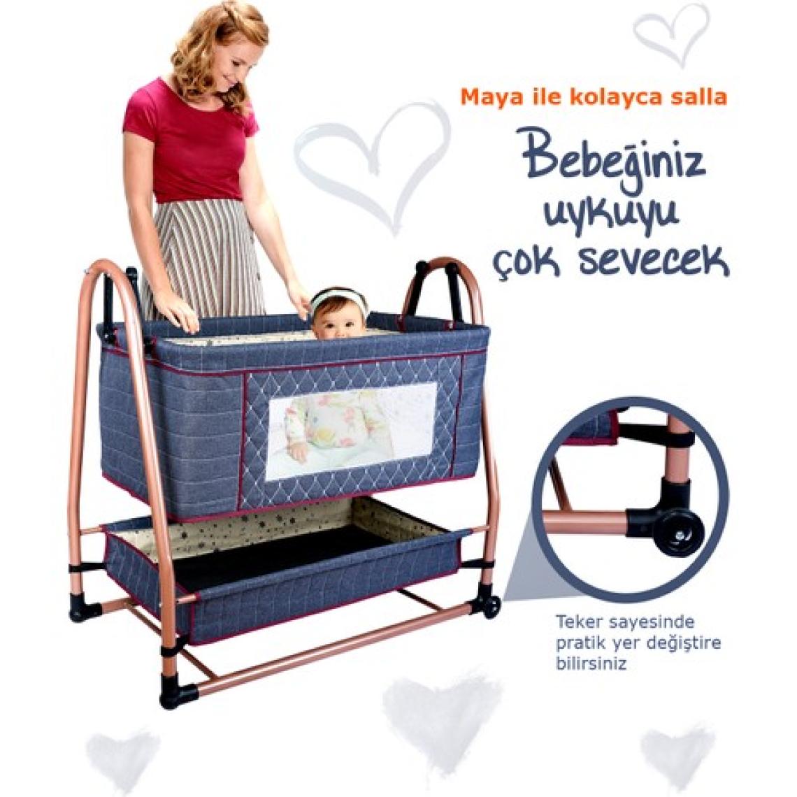 Baby Home 505 Maya Büyük Boy Sallanır Anne Yanı Bebek Sepeti Sepet Beşik