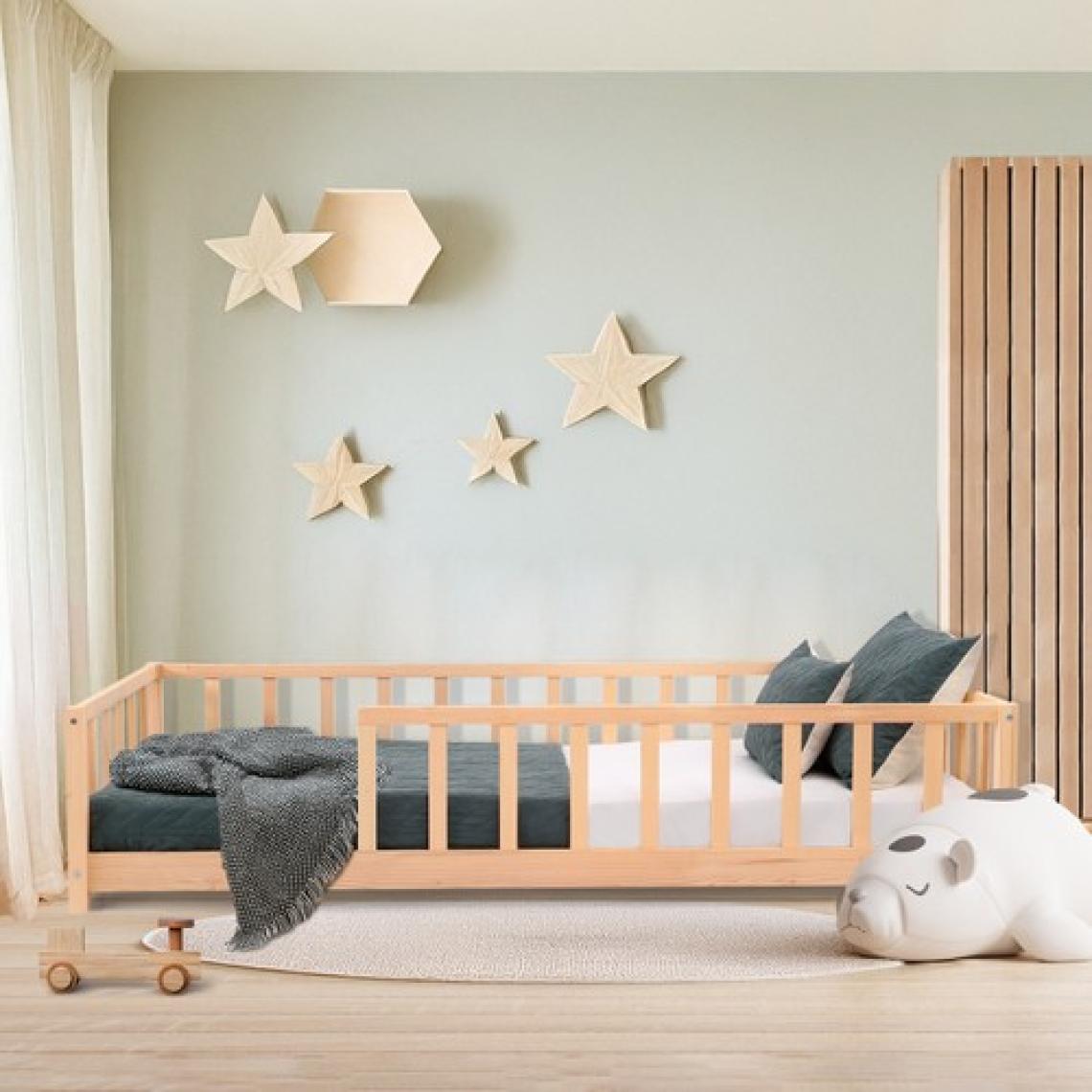 Kukka KFB620 Montessori Yer Yatağı - 90X200 cm Masif Çam Ağacı,  Geniş Uyku ve Oyun Alanı