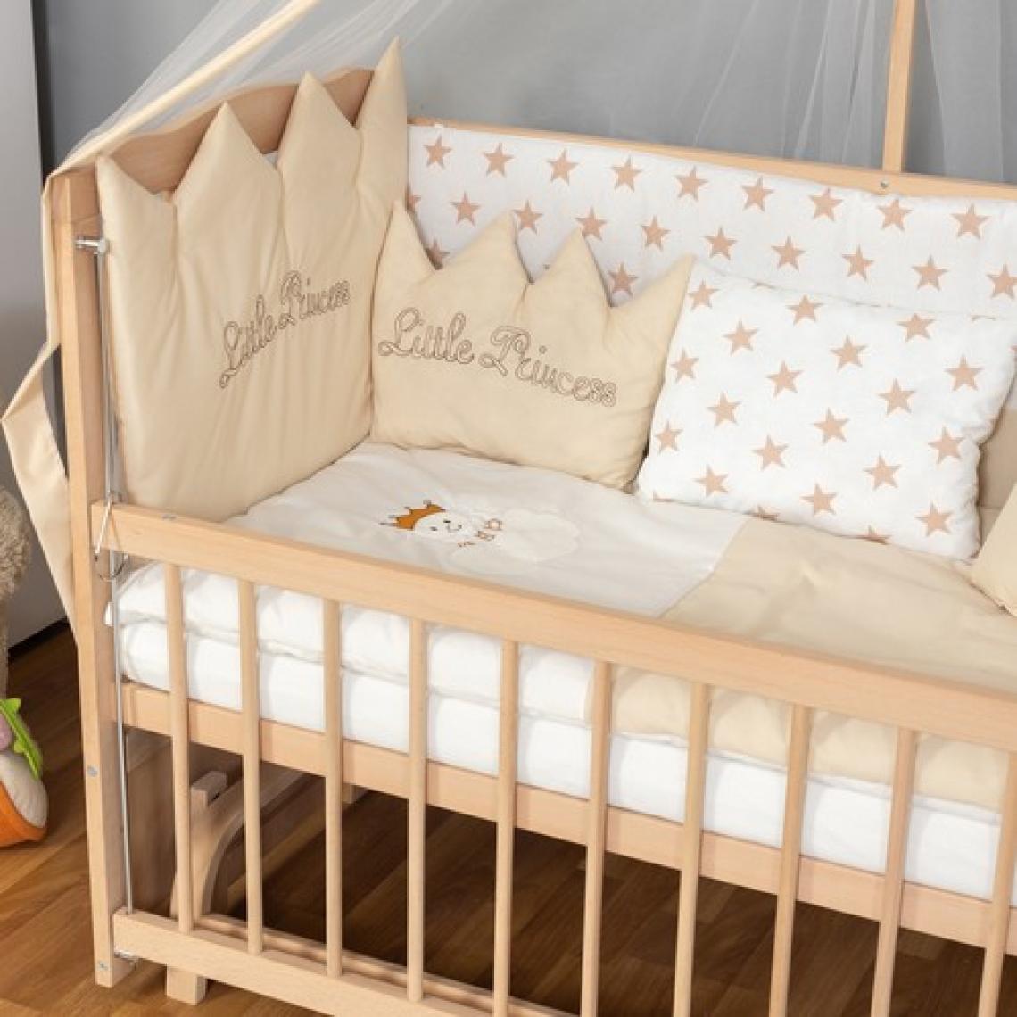 Bamgidoo Ahşap Organik Beşik Anne Yanı Beşik 3 Kademeli Lüx Bebek Beşiği 60 x 120 cm - Krem Prenses Uyku Setli & Soft Yataklı