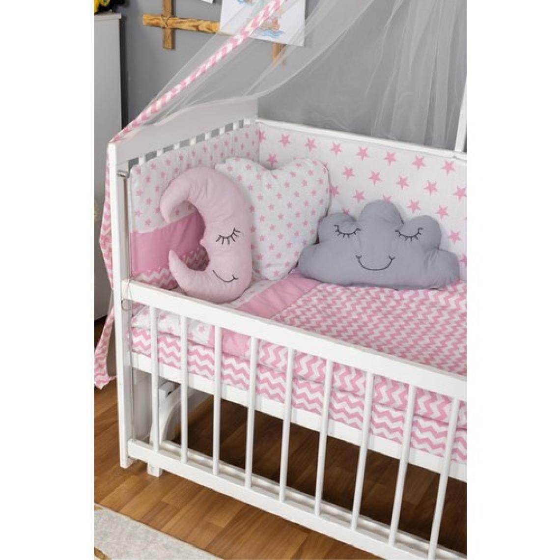 Bamgidoo Ahşap Beşik Anne Yanı Beşik Beyaz 60X120 - Pembe Yıldız 3 Yastık Uyku Seti + Yatak