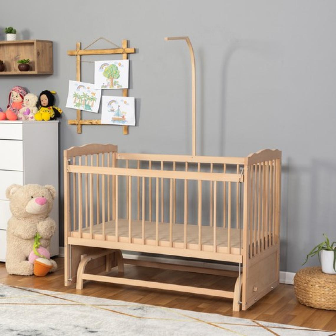 Bamgidoo Ahşap Organik Beşik Anne Yanı Beşik 3 Kademeli Lüx Bebek Beşiği 60 x 120 cm - Krem Prens Uyku Setli & Soft Yataklı