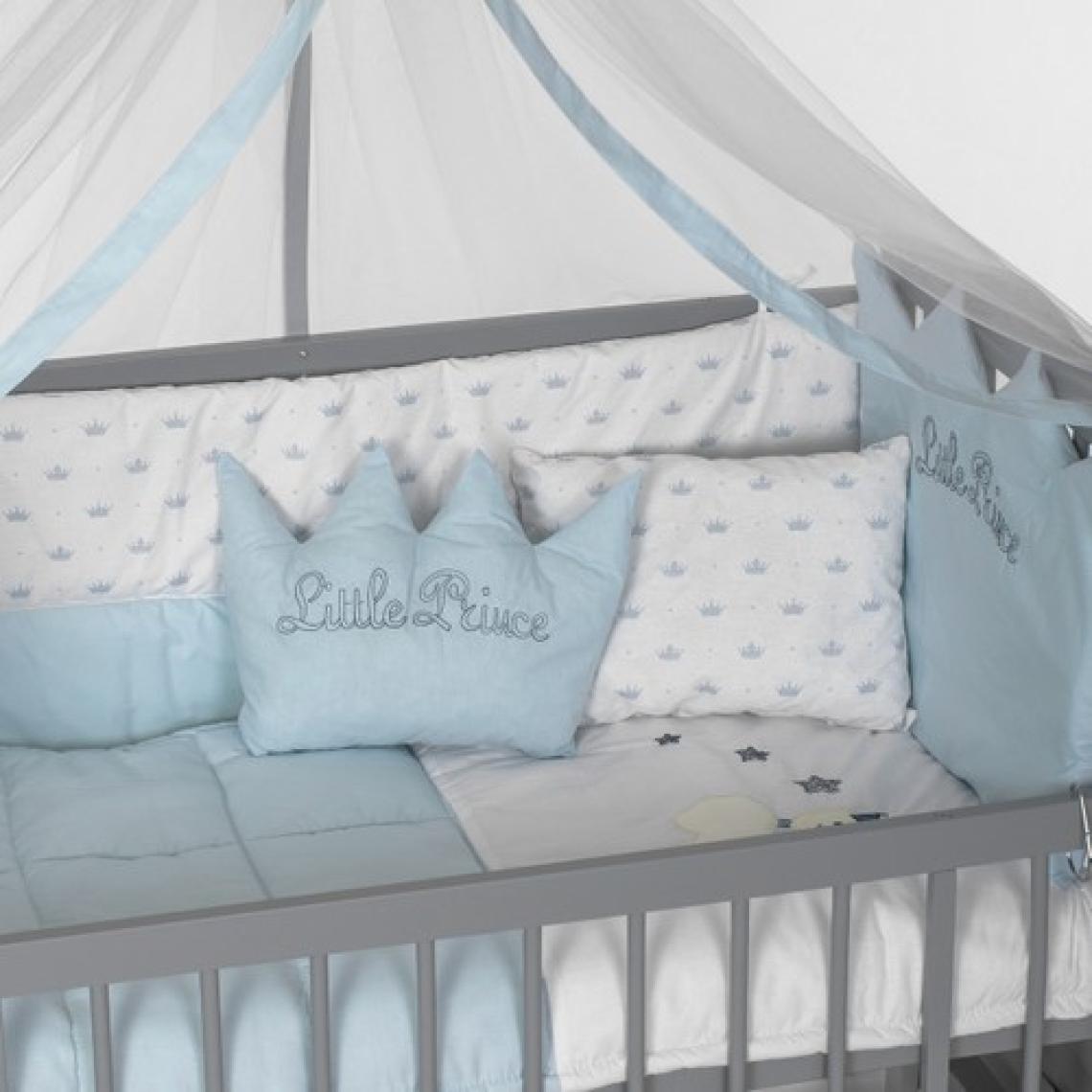 Bamgidoo Ahşap Lake Gri Renk Anne Yanı Beşik 3 Kademeli Sallanan Ahşap Beşik 60 x 120 cm - Mavi Prens Uyku Setli & Soft Yataklı