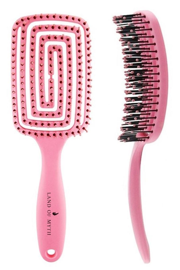 Lom1272 Üç Boyutlu Esnek Saç Açma Ve Tarama Fırçası, Flexible Pro Brush (pembe)
