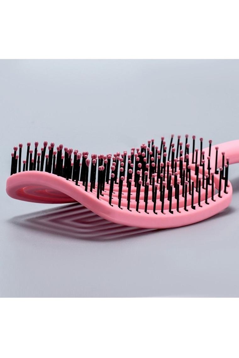 Lom1272 Üç Boyutlu Esnek Saç Açma Ve Tarama Fırçası, Flexible Pro Brush (pembe)