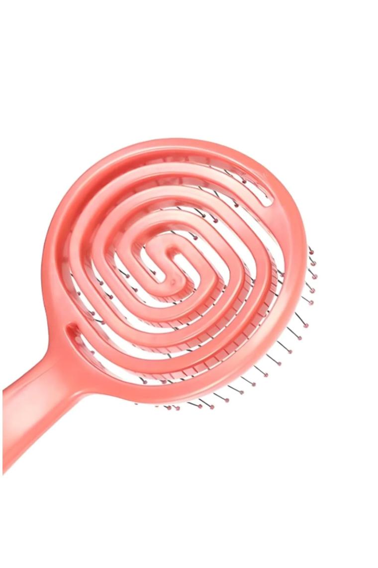 Muggio Pembe Pro Üç Boyutlu Oval Saç Fırçası + Pembe Silikon Duş Masaj Tarağı