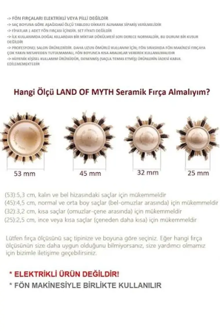 Land Of Myth - LOM1090 Nano Teknoloji Seramik+İyonik, Termal Fön Saç Fırçası, Antistatik