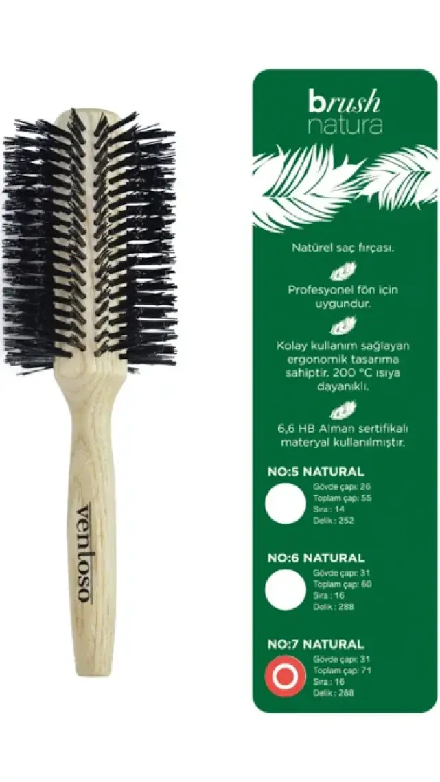 Ventoso Brush Natura No:5 Ahşap Fön Fırçası