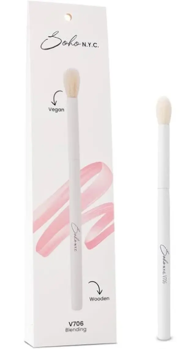 Vegan Konik Karıştırma Makyaj Fırçası-v706- Ahşap Sap 15.5cm