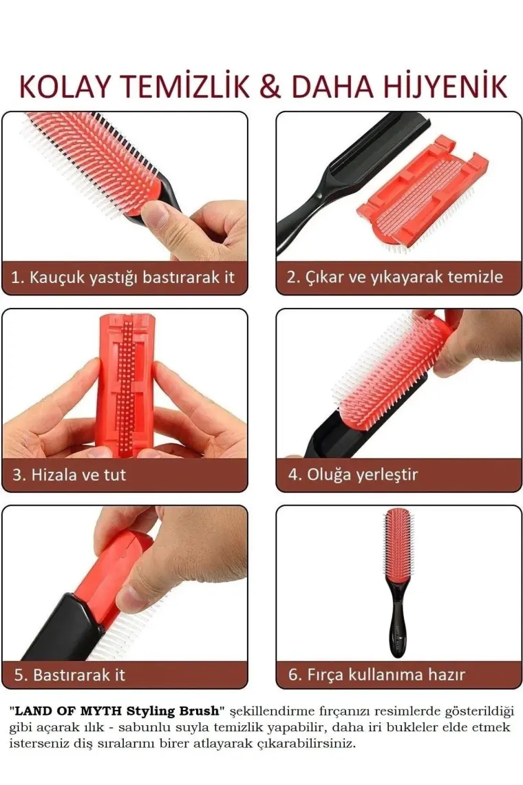 Land Of Myth  Styling Brush 9 Sıra Şekillendirme Fırçası- Kıvırcık Kız Metodu Fırçası - Beyaz
