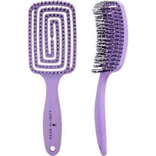 Land Of Myth - LOM1273 Üç Boyutlu Esnek Saç Açma ve Tarama Fırçası, Flexible Pro Brush (Lila)