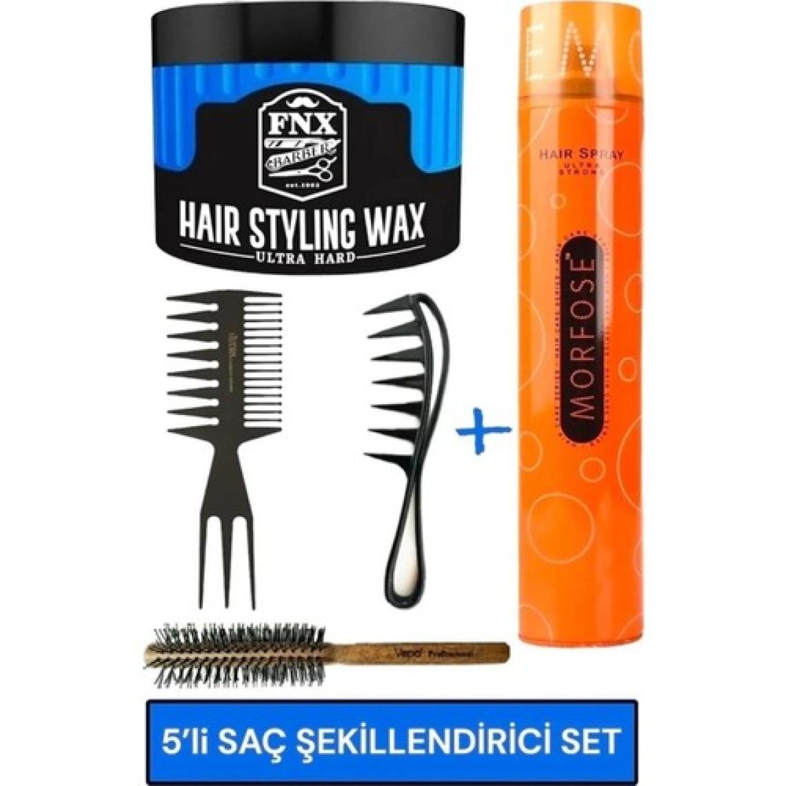 Fonex 2135 2’Li Şekillendirici Wax Tarağı+Fnx Wax Ultra Hard+Ultra Güçlü Saç Sprey+ Vepa Fön Fırçası