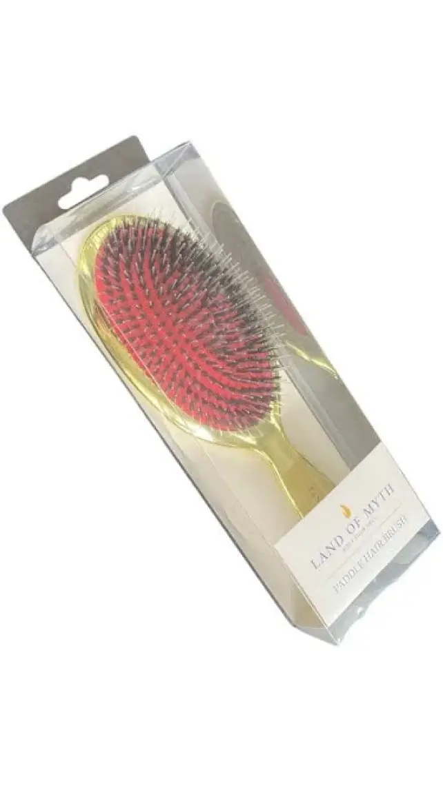 Land Of Myth – LOM1052 Premium Seri Oval Kürek Saç Açma Tarama Fırçası, Galvanik, Kaynak Saç Tarağı (Gold)