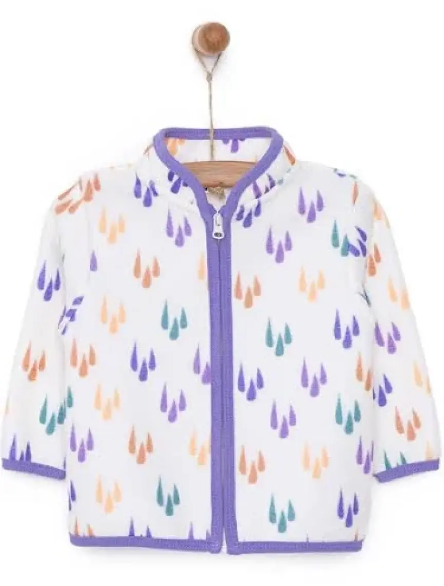 HelloBaby HelloBaby Basic Metraj Baskılı Polar Hırka Kız Bebek