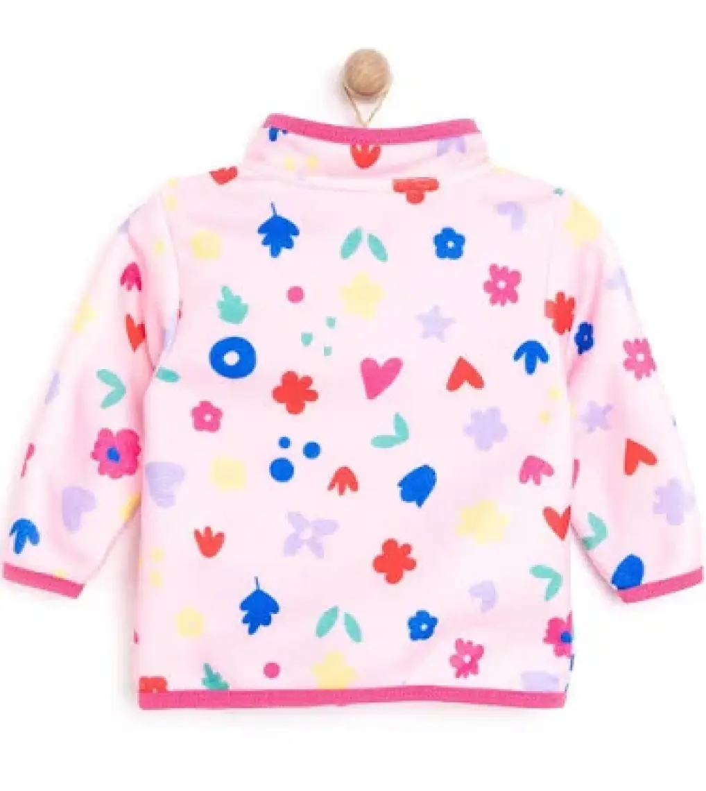 HelloBaby Basic Metraj Baskılı Polar Hırka Kız Bebek