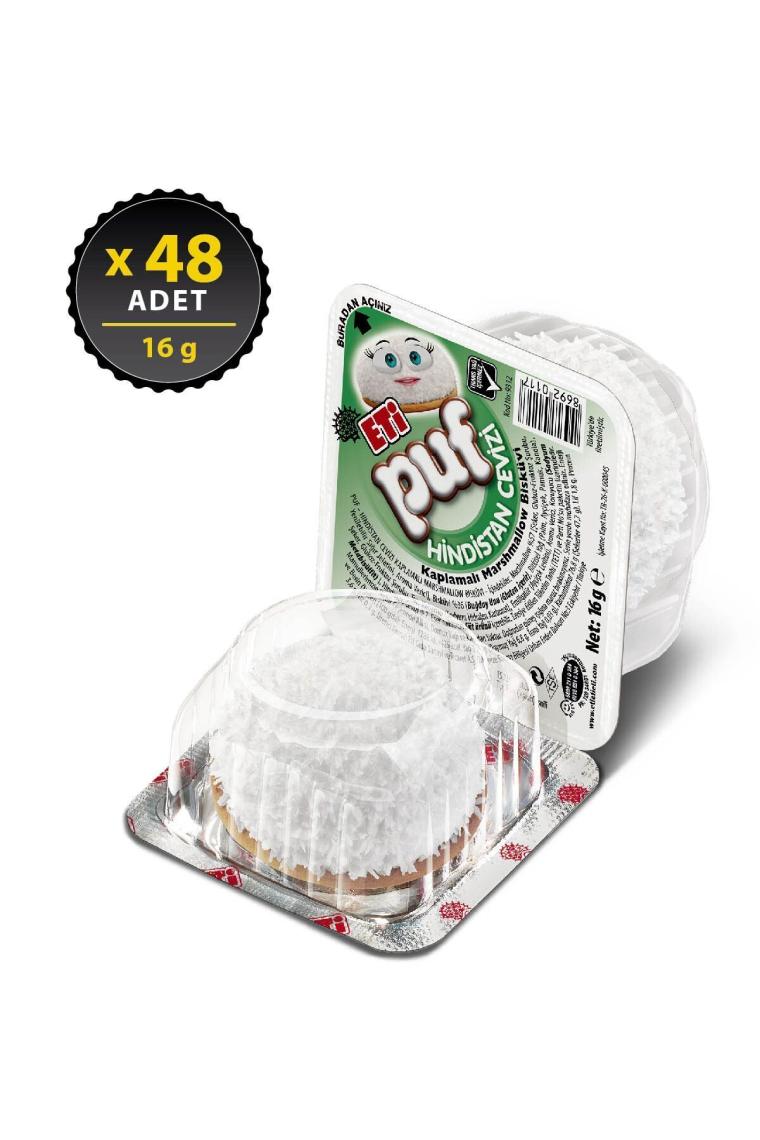 Puf Hindistan Cevizli Bisküvi 16 g x 48 Adet