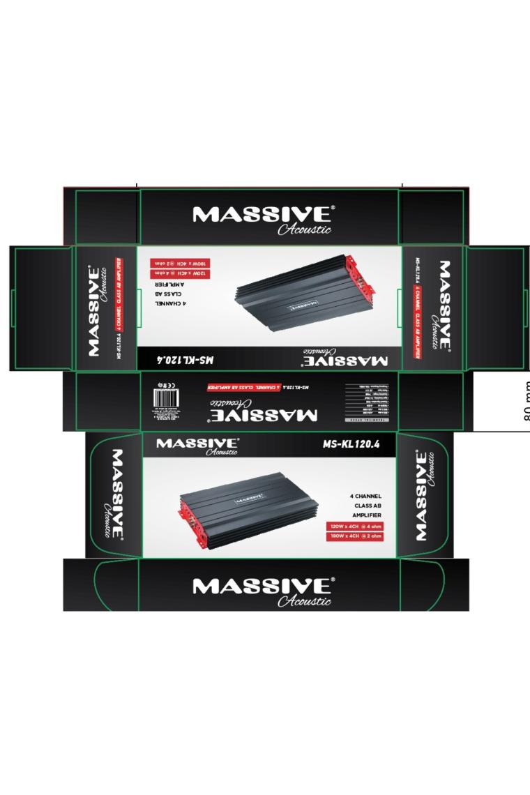 Massive MS-J3000.4D 4 Kanal 4ohm 4X150W-2OHM 4X225W-4OHM 2X400W Rms Mini Oto Amfi