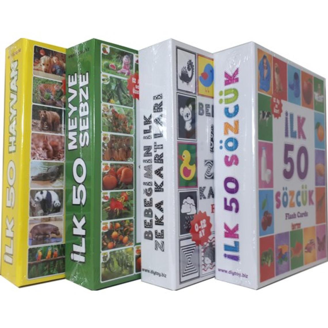 Diy-Toy 4'lü Eğitim Seti (İlk 50 Sözcük + İlk 50 Hayvan + İlk 50 Sebze  Meyve + Bebeğimin İlk Zeka Kartları)