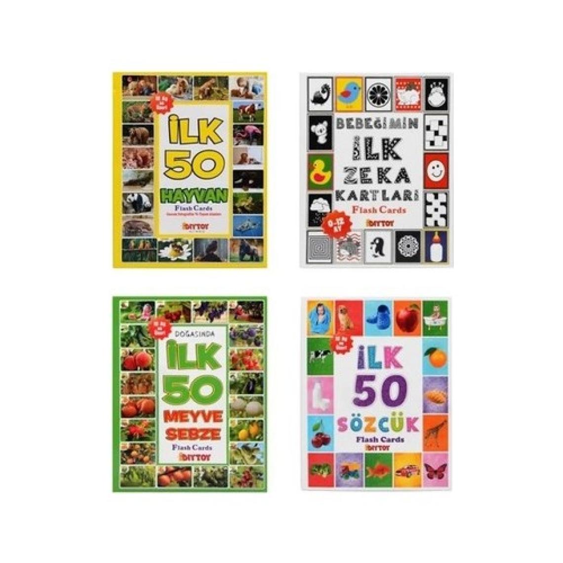 Diy-Toy 4'lü Eğitim Seti (İlk 50 Sözcük + İlk 50 Hayvan + İlk 50 Sebze  Meyve + Bebeğimin İlk Zeka Kartları)