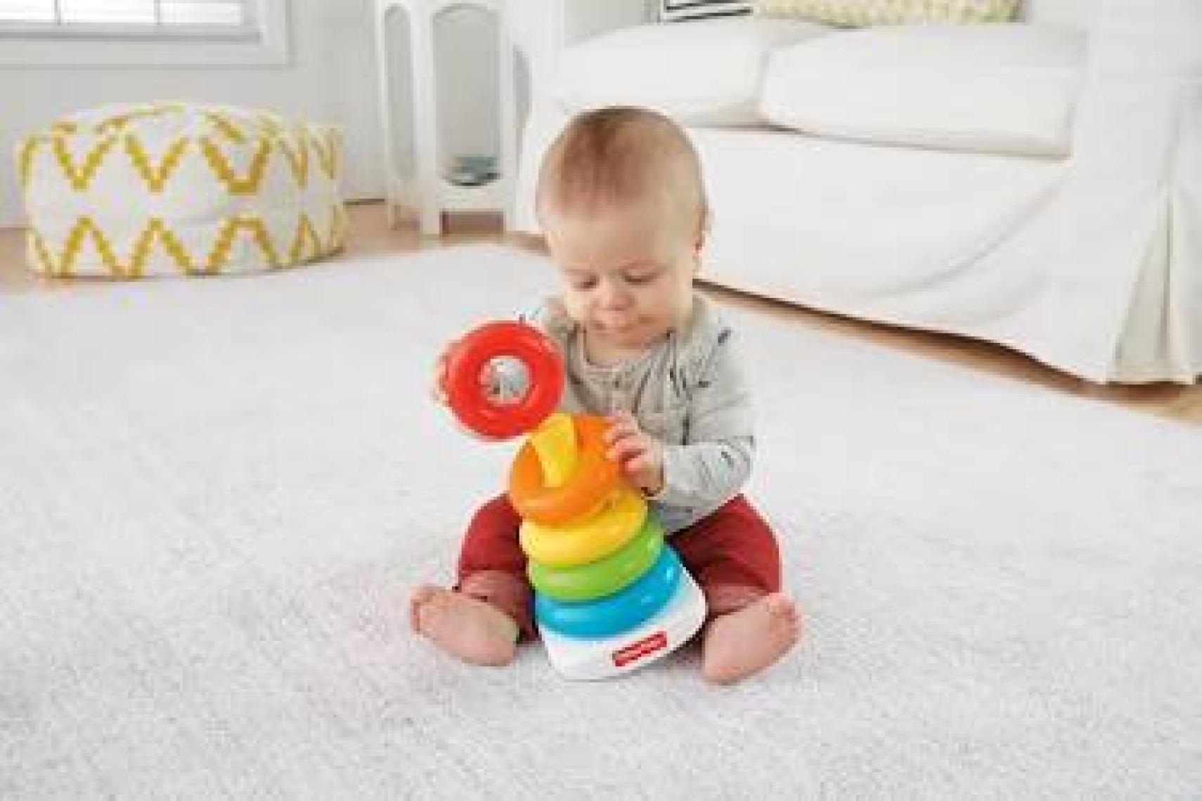 Fisher-Price Ekolojik Renkli Halkalar - Montessori Uyumlu, Plastik Kavrama ve Dizme Özellikli Eğitici Bebek Oyuncakları