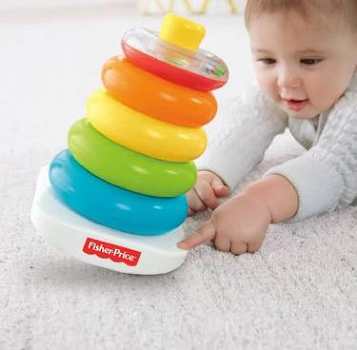 Fisher-Price Ekolojik Renkli Halkalar - Montessori Uyumlu, Plastik Kavrama ve Dizme Özellikli Eğitici Bebek Oyuncakları