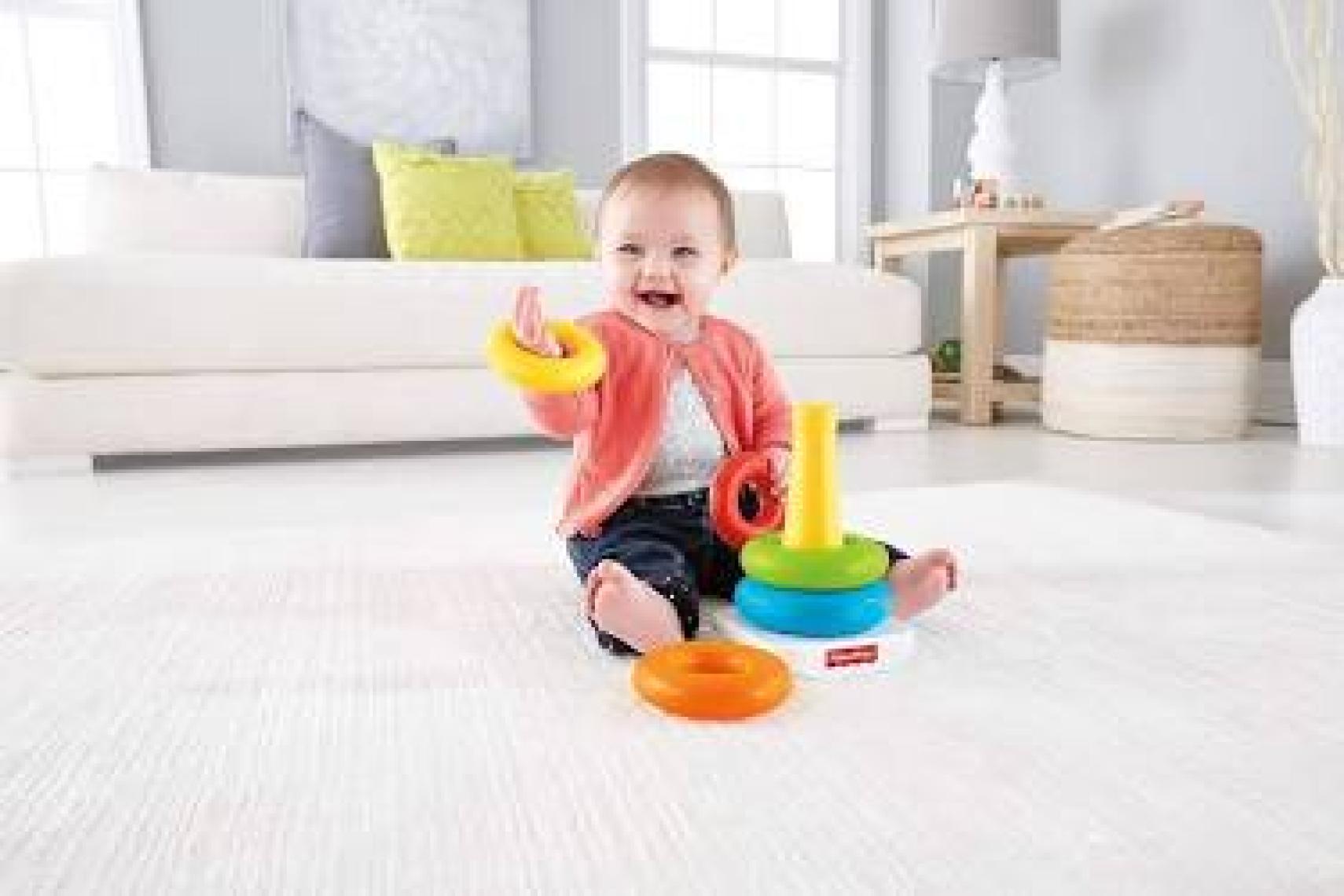 Fisher-Price Ekolojik Renkli Halkalar - Montessori Uyumlu, Plastik Kavrama ve Dizme Özellikli Eğitici Bebek Oyuncakları