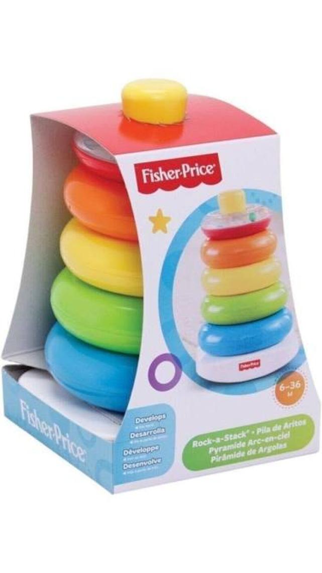 Fisher-Price Ekolojik Renkli Halkalar - Montessori Uyumlu, Plastik Kavrama ve Dizme Özellikli Eğitici Bebek Oyuncakları
