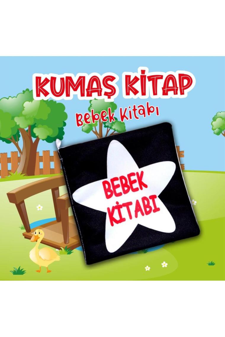 Tox Bebek Siyah-Beyaz Kumaş Sessiz Kitap - Bez Kitap