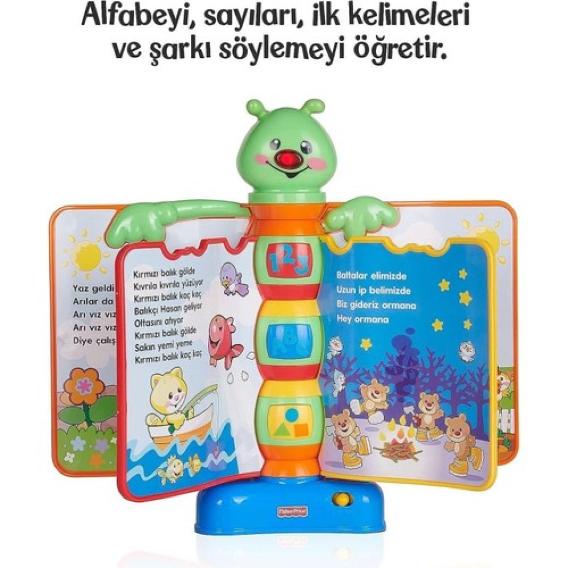 Fisher-Price Eğitici Işıklı ve Müzikli Masalcı Tırtıl - Bebekler için Hikaye Kitabı Şeklinde, Duyusal Gelişim ve El-Göz Koordinasyonu Destekleyen Güvenli Oyuncak