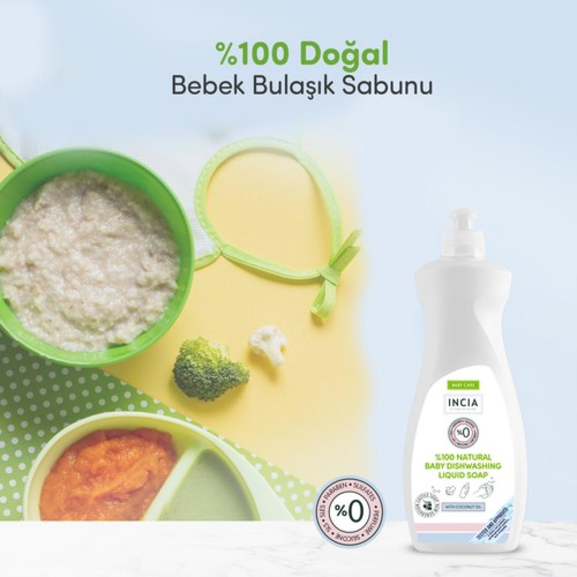 INCIA %100 Doğal Bebek Bulaşık Sabunu Bitkisel Emzik Biberon Temizleyici Vegan 500 ml X2 Adet