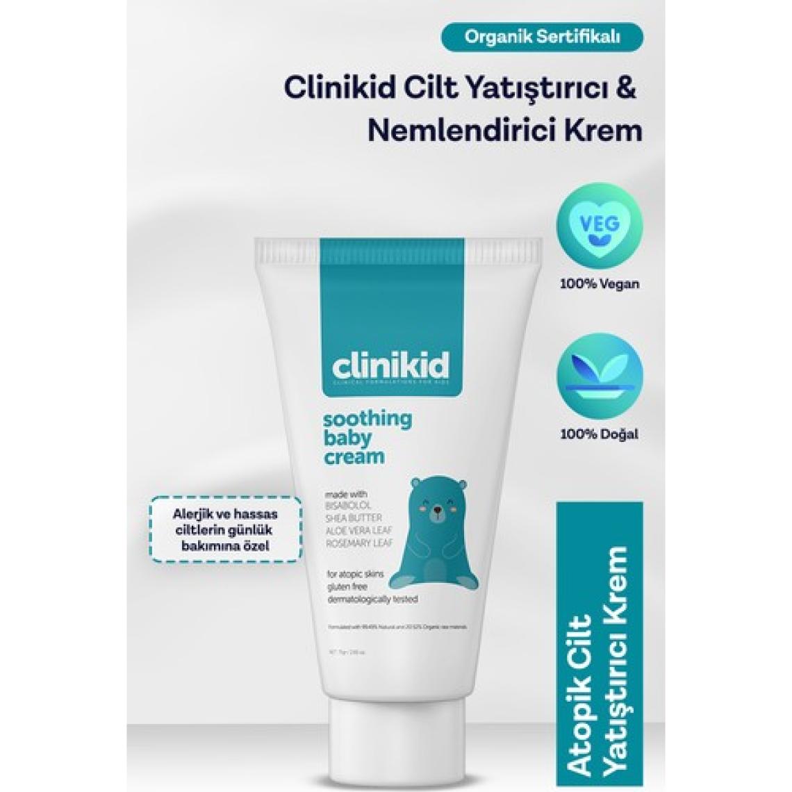 Clinikid Bebek Kremi - Doğal Yağlarla Zenginleştirilmiş, Atopik Ciltler İçin Yatıştırıcı ve Nemlendirici, 0-3 Yaş Arası, Hayvan Desenli