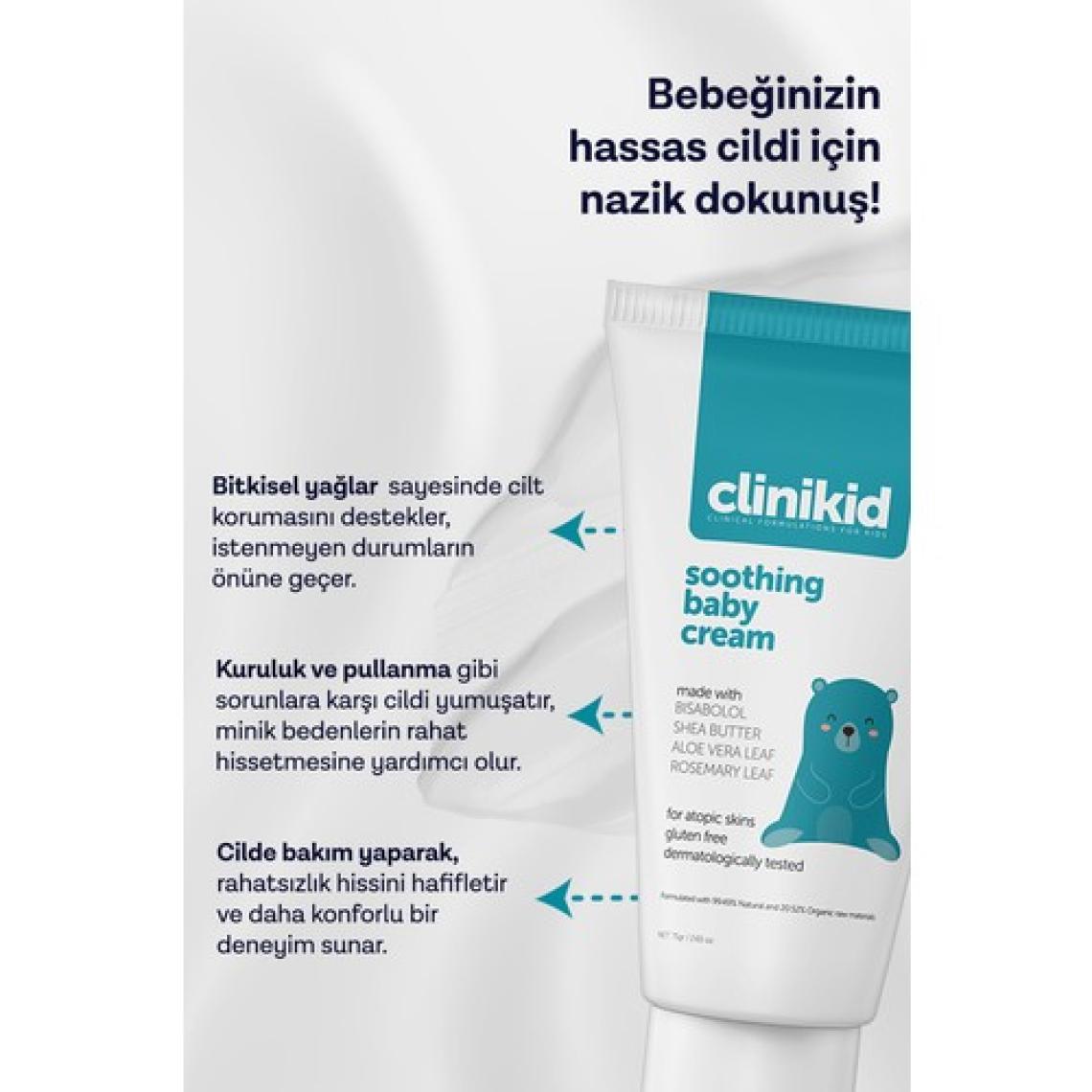 Clinikid Bebek Kremi - Doğal Yağlarla Zenginleştirilmiş, Atopik Ciltler İçin Yatıştırıcı ve Nemlendirici, 0-3 Yaş Arası, Hayvan Desenli