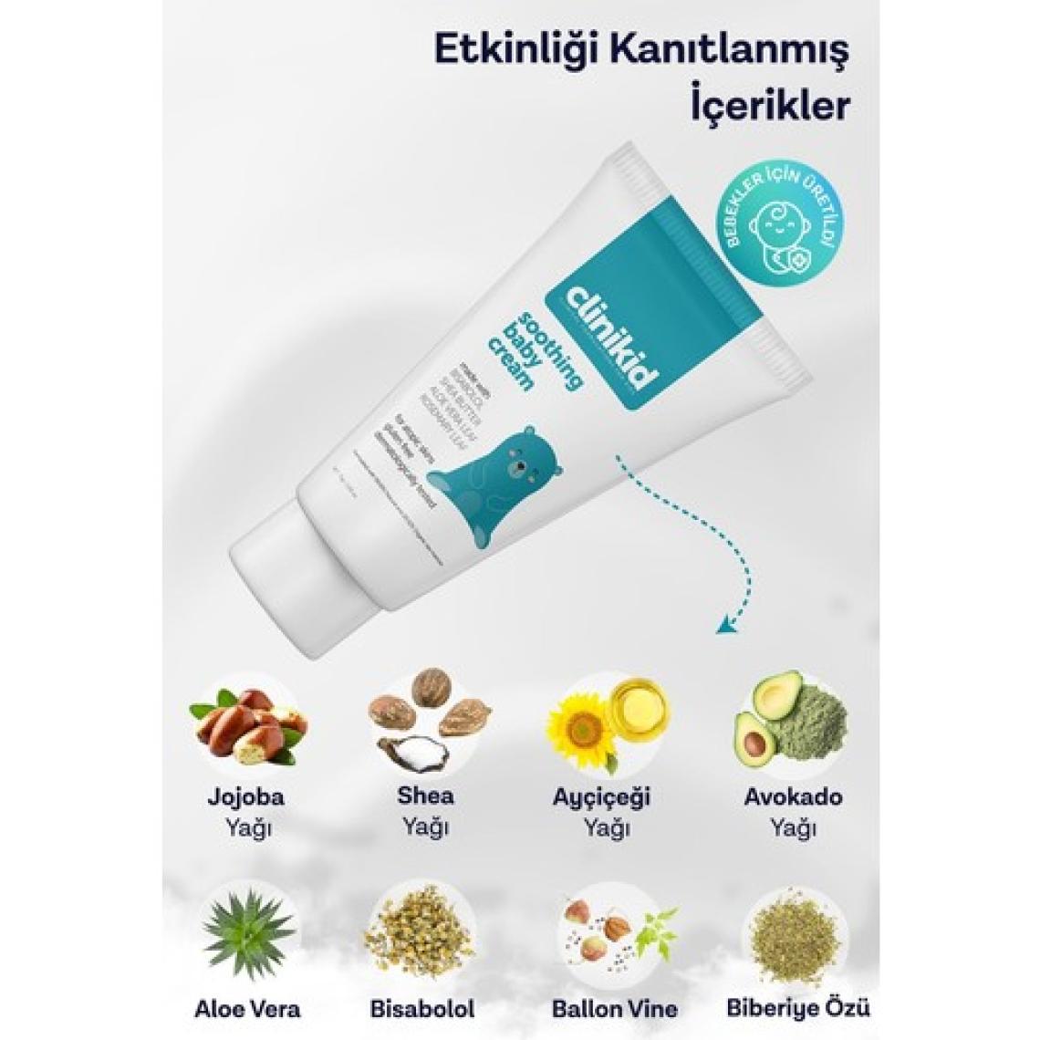 Clinikid Bebek Kremi - Doğal Yağlarla Zenginleştirilmiş, Atopik Ciltler İçin Yatıştırıcı ve Nemlendirici, 0-3 Yaş Arası, Hayvan Desenli