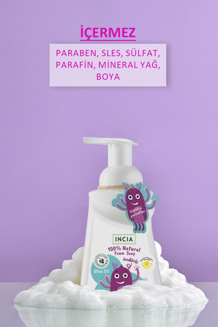 %100 Doğal Köpük Kastil Sabun Çocuklar İçin Zeytinyağlı 10 Bitkisel Değerli Yağ Vegan 200 ml
