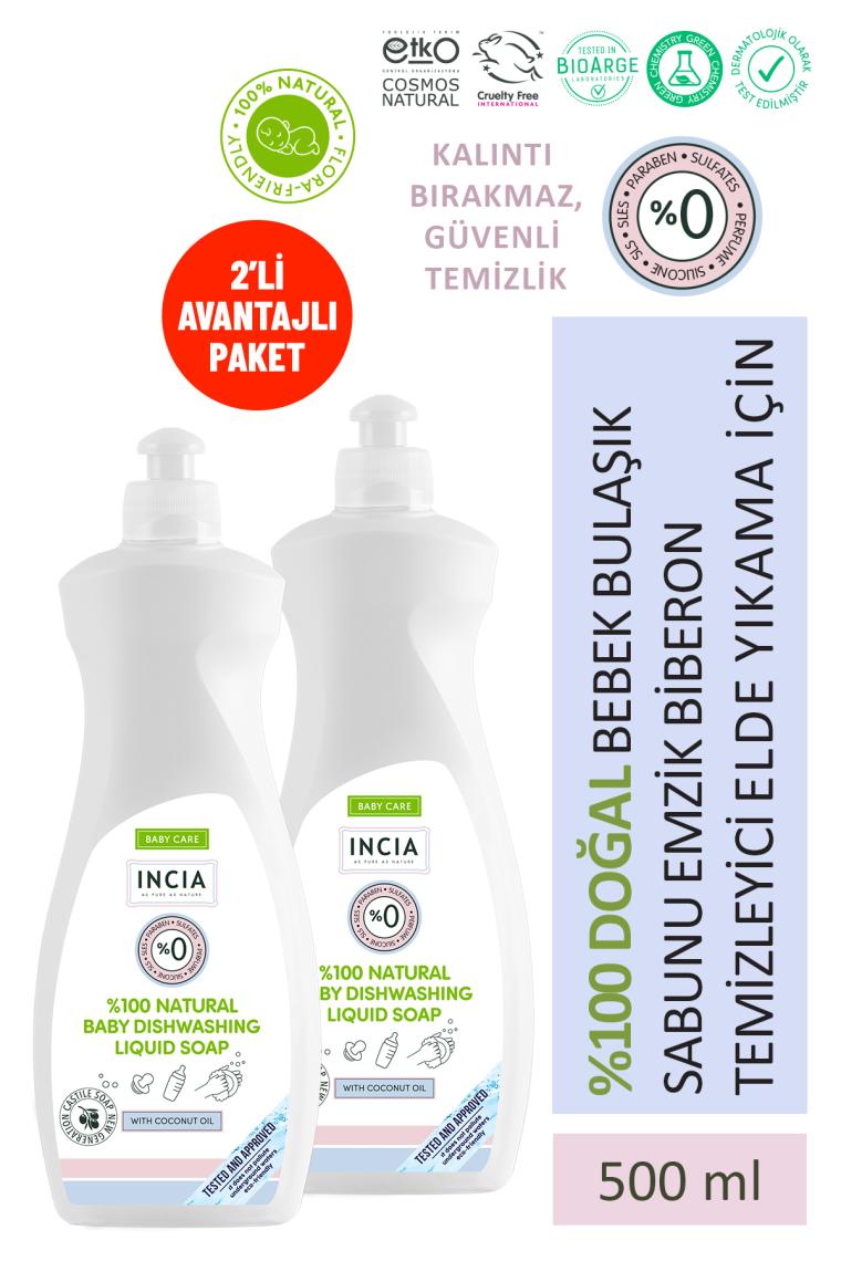 %100 Doğal Bebek Bulaşık Sabunu Bitkisel Emzik Biberon Temizleyici Vegan 500 ml 2 X Adet