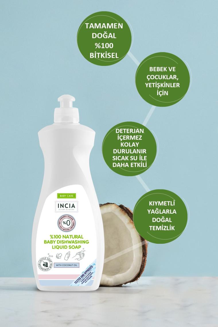%100 Doğal Bebek Bulaşık Sabunu Bitkisel Emzik Biberon Temizleyici Vegan 500 ml 2 X Adet