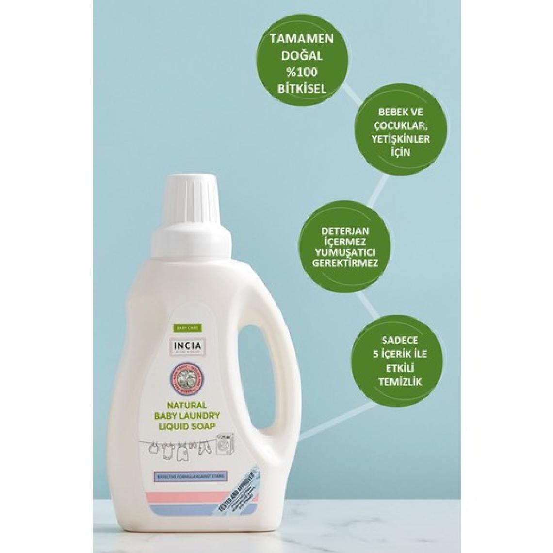 INCIA %100 Doğal Bebek Çamaşır Sabunu Bitkisel Deterjan Yumuşatıcılı Lavanta 750 ml X2 Adet