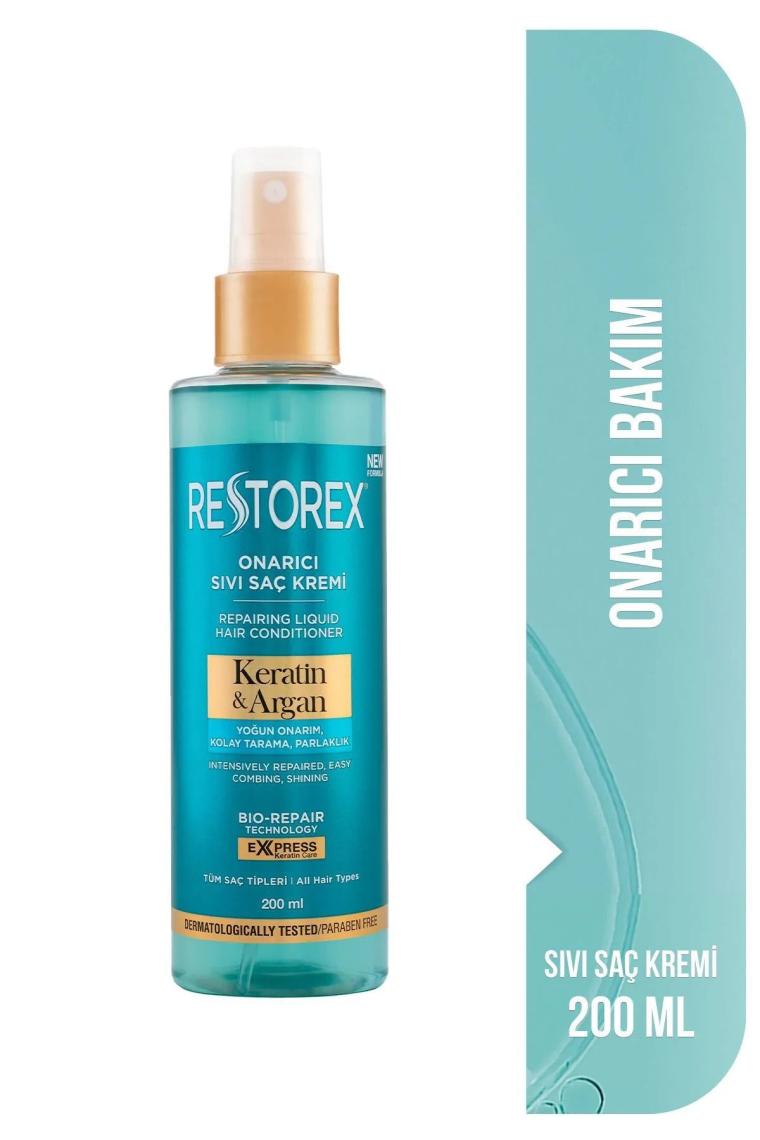 Restorex Keratin & Argan Onarıcı Sıvı Saç Bakım Kremi 200 ml - Yıpranmış ve Hasar Görmüş Saçlar