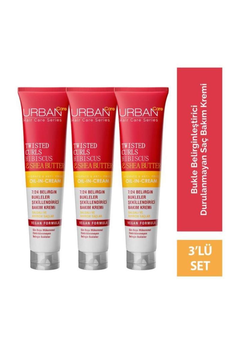 Urban Care Hibiscus&Shea Butter Kıvırcık Ve Dalgalı Saçlara Özel Durulanmayan Krem 3x175 Ml-Vegan