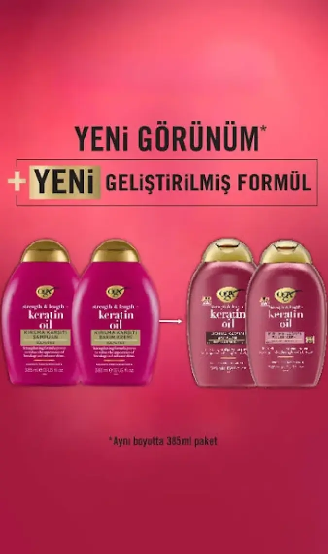 OGX Kırılma Karşıtı Keratin Oil Sülfatsız Şampuan 385 ml + Sülfatsız Saç Bakım Kremi 385 ml